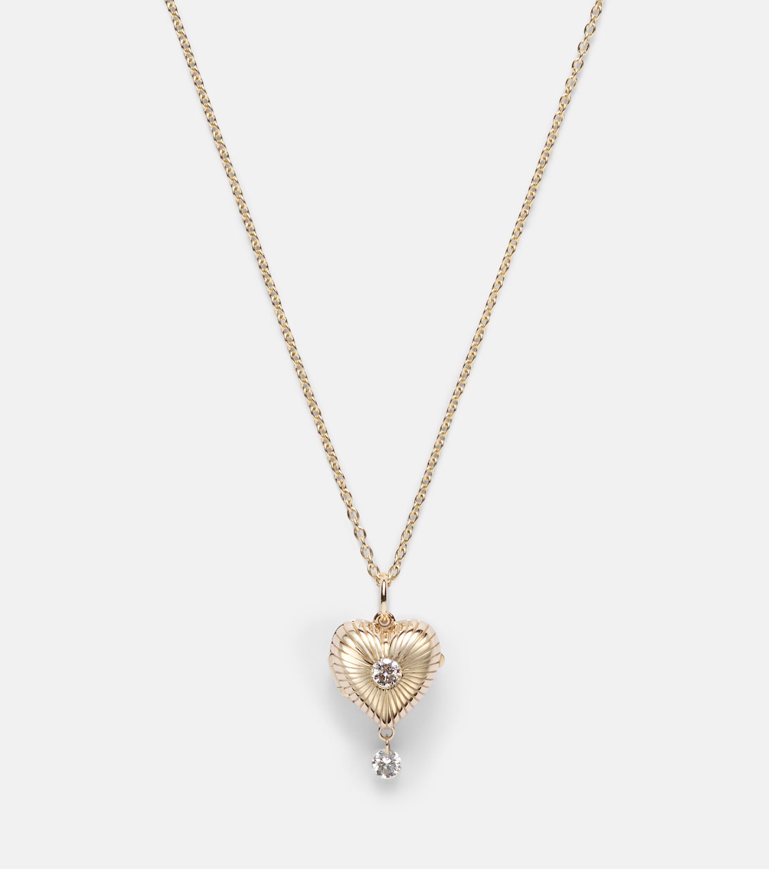Collar Heart Locket de oro de 9 ct con diamantes | Persée