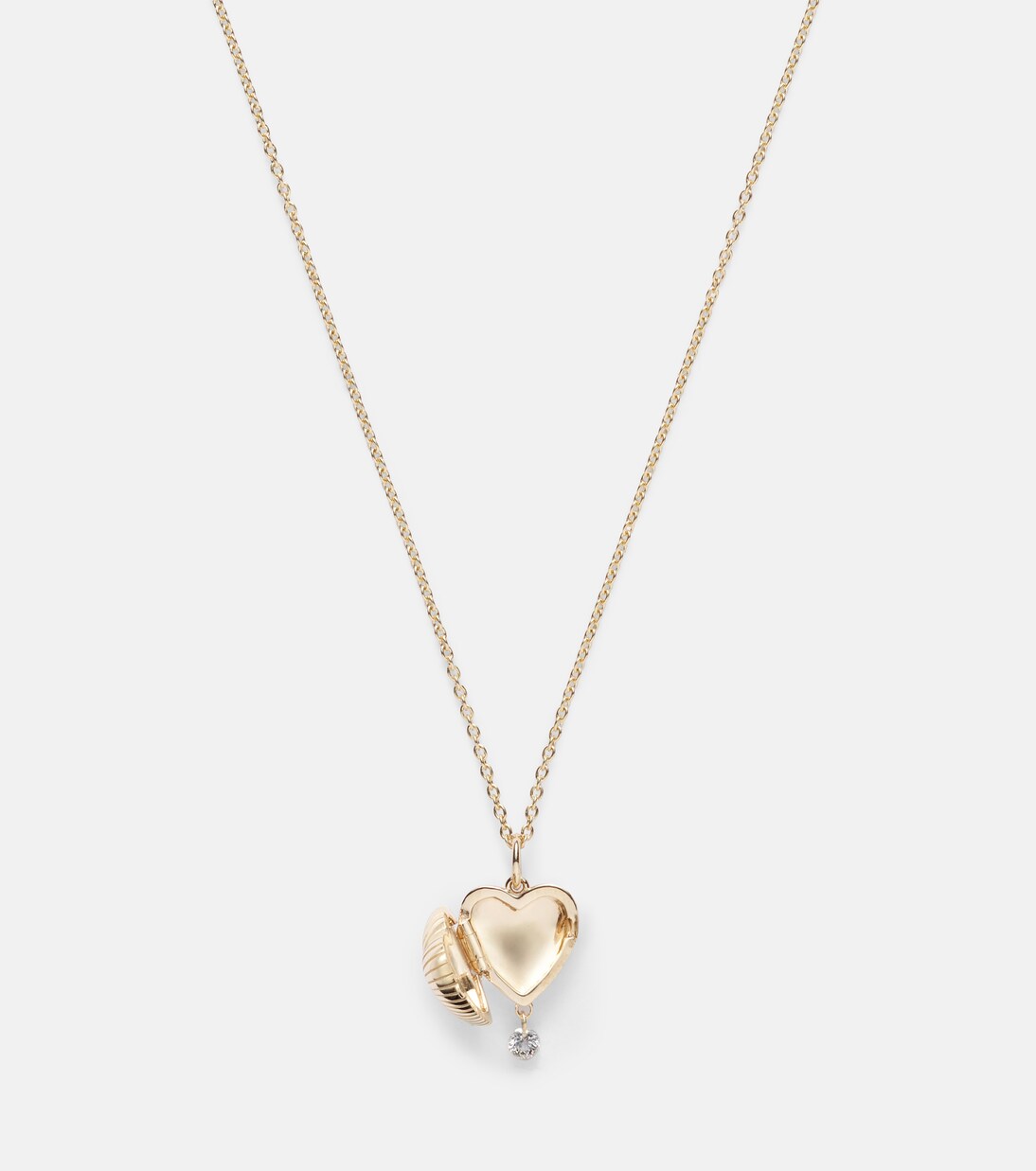 Collar Heart Locket de oro de 9 ct con diamantes | Persée