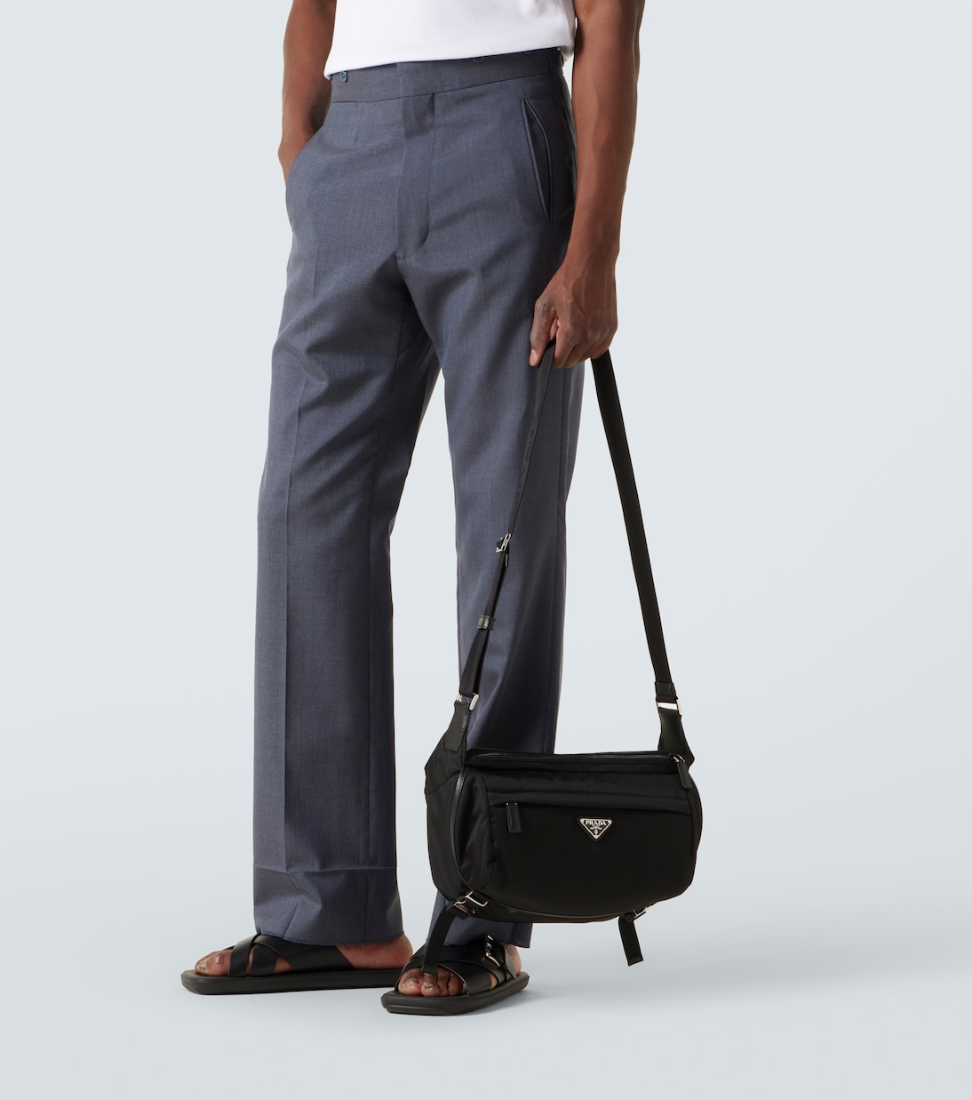 Re-Nylon leather-trimmed shoulder bag | Prada