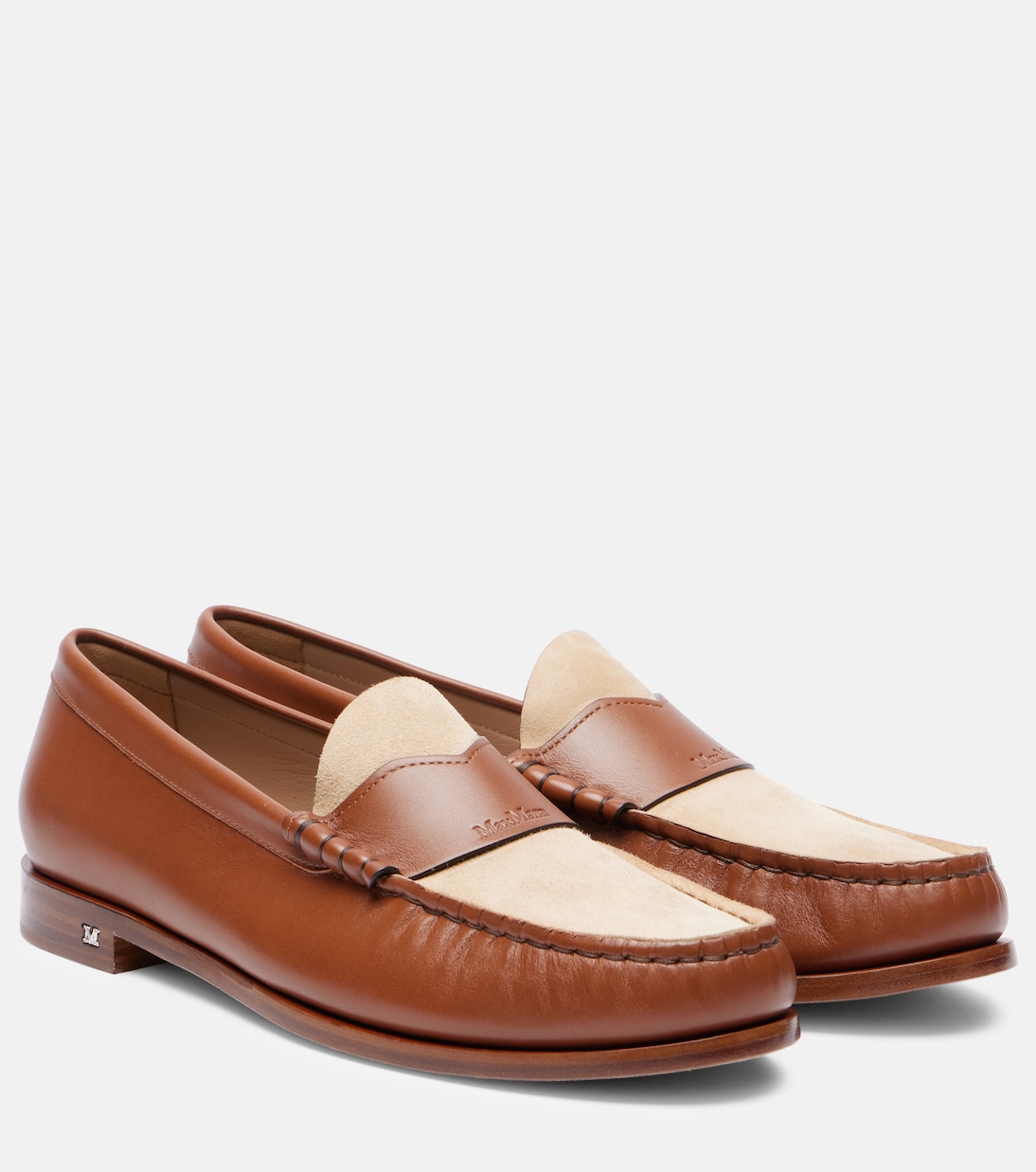 Logo leather and suede mocassins | Max Mara