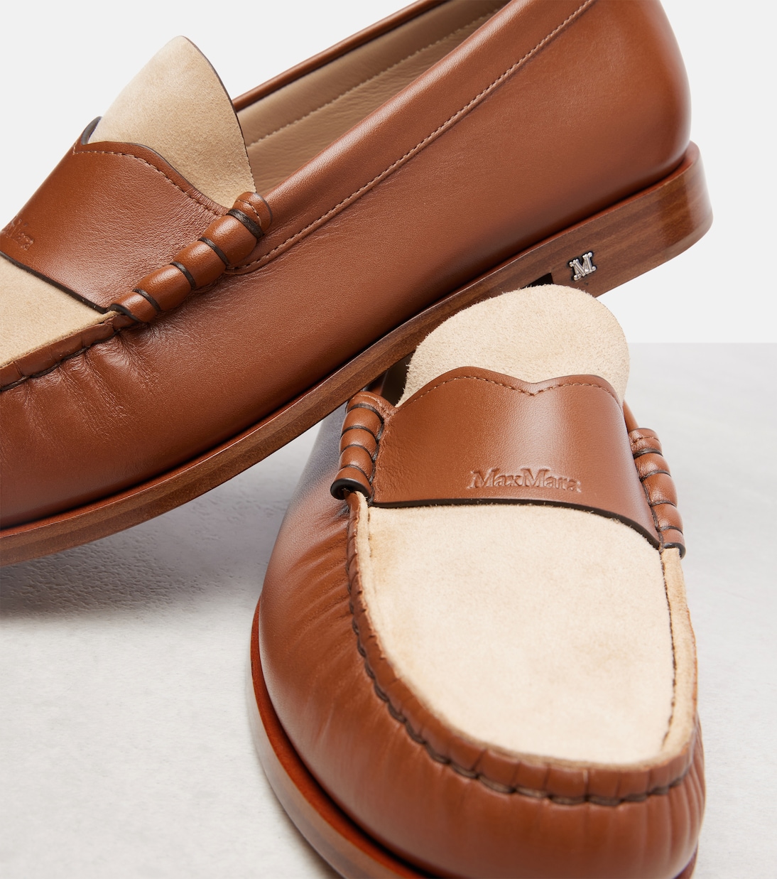 Logo leather and suede mocassins | Max Mara