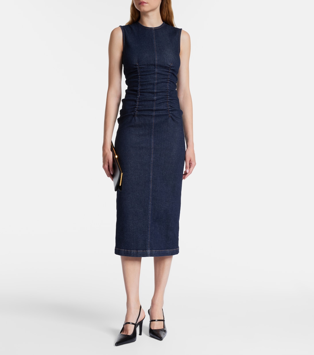 Voto ruched denim midi dress | Sportmax