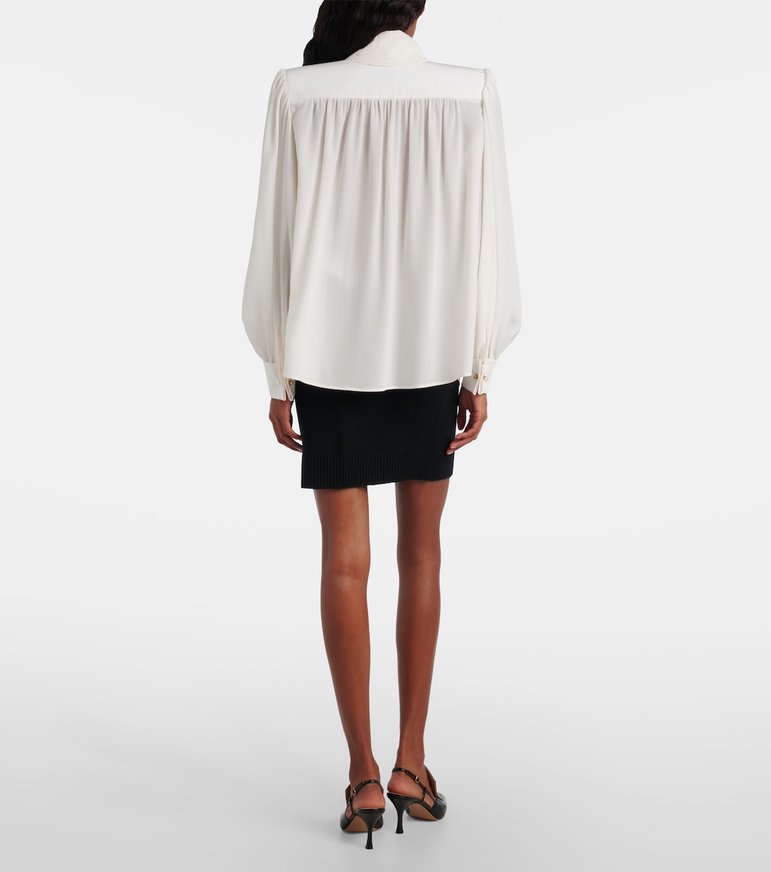Scarf-detail silk crêpe de chine blouse | Chloé