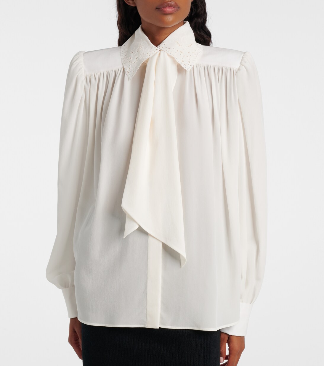 Scarf-detail silk crêpe de chine blouse | Chloé