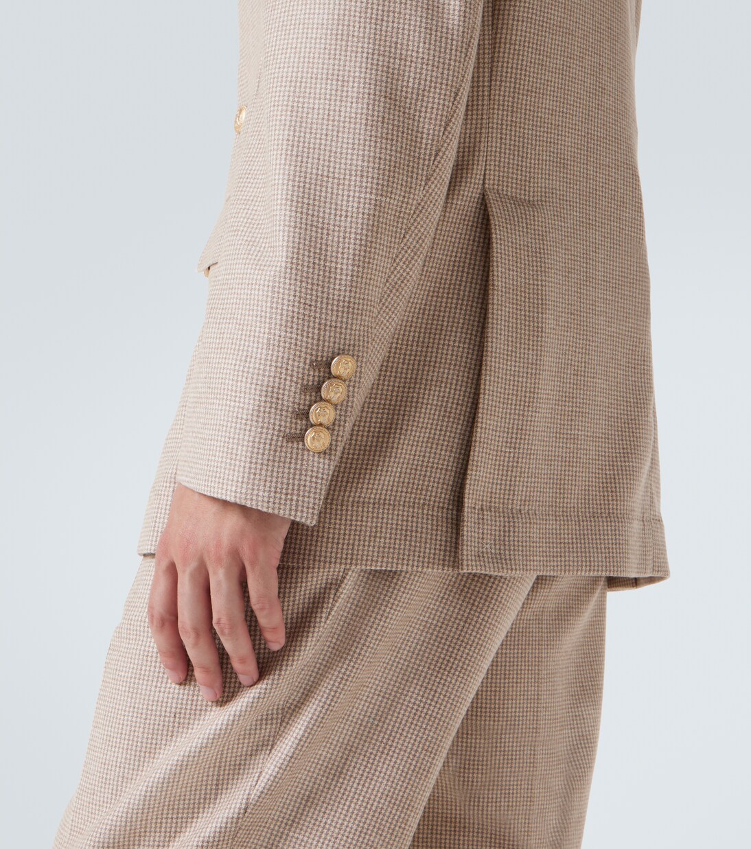 Chaqueta de traje de cachemir y seda a cuadros | Brunello Cucinelli