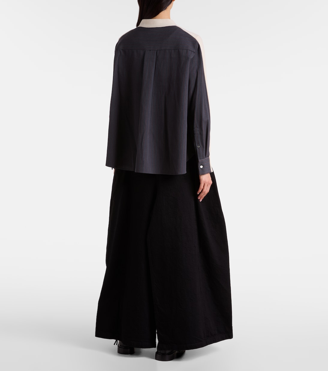 Striped layered wool cardigan | Sacai