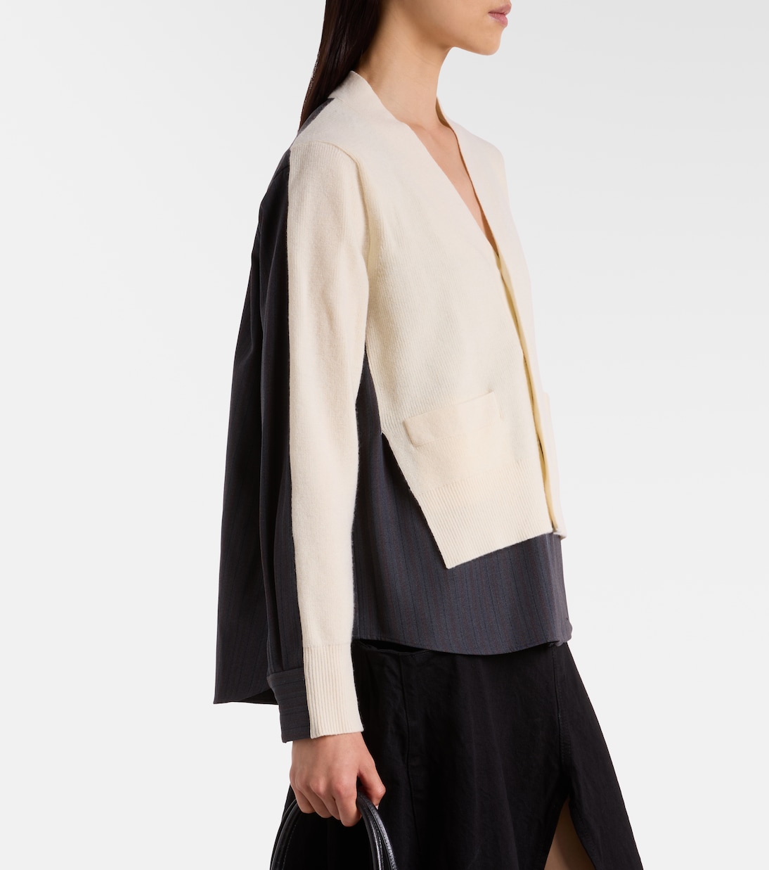 Striped layered wool cardigan | Sacai
