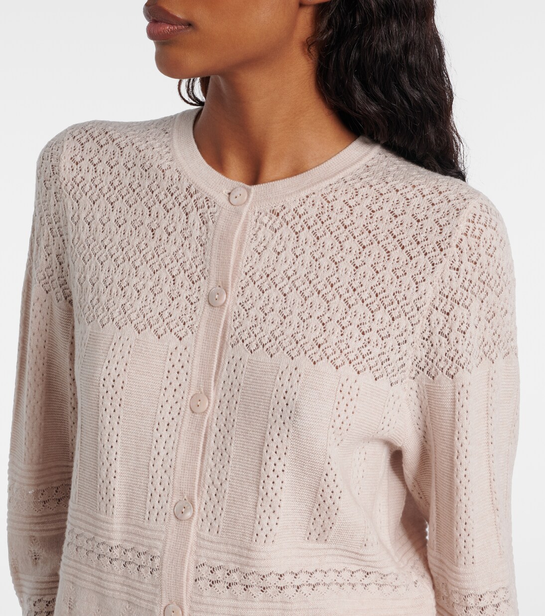 Trio pointelle wool and cashmere cardigan | Eres