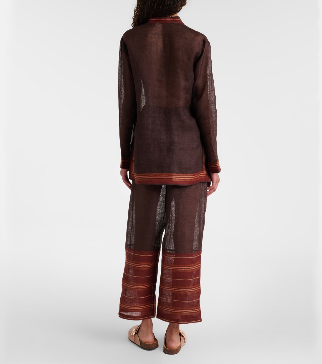 Pantaloni cropped in lino a righe | Tory Burch