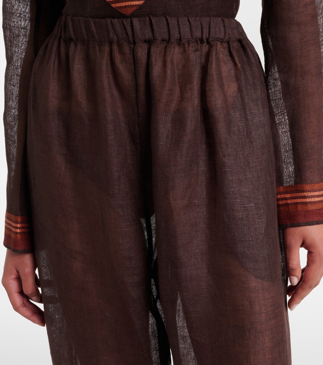 Pantaloni cropped in lino a righe | Tory Burch