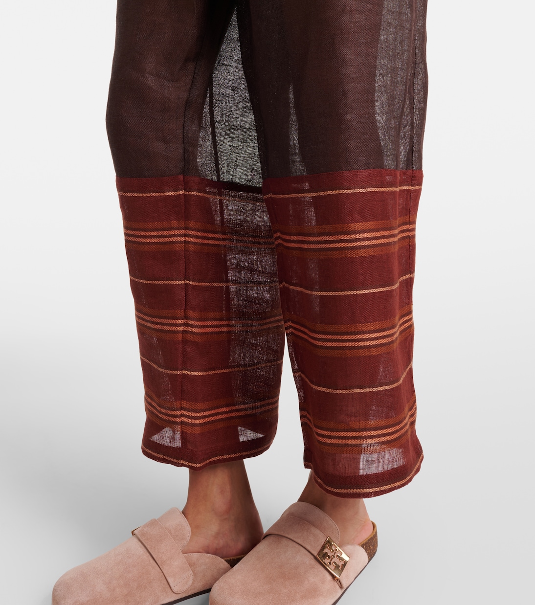 Pantaloni cropped in lino a righe | Tory Burch