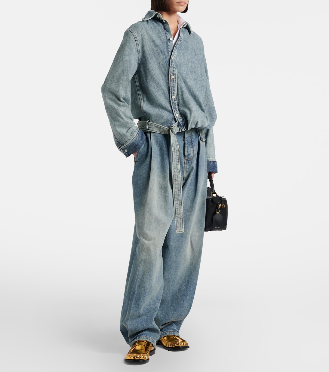 Draped belted denim shirt | Loewe