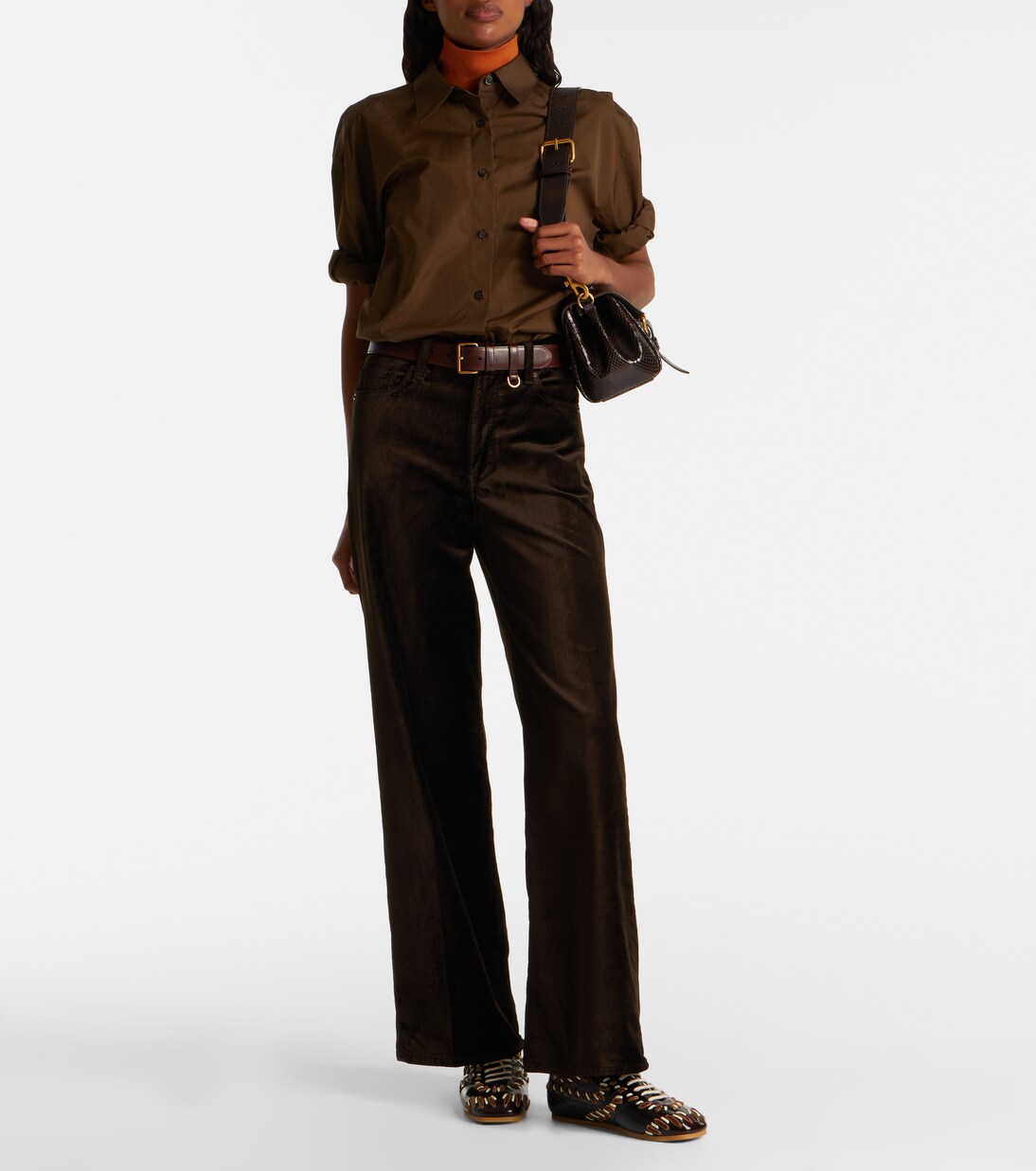 Pantalones anchos Le Slim Palazzo de terciopelo | Frame
