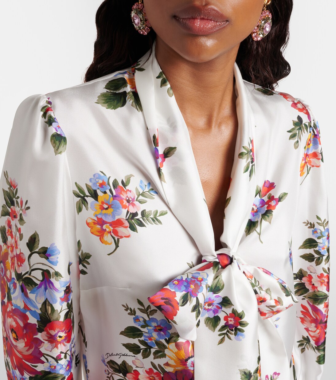 Blusa in seta con stampa floreale | Dolce&Gabbana