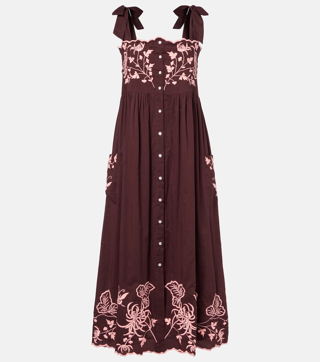 Embroidered cotton midi dress | Juliet Dunn
