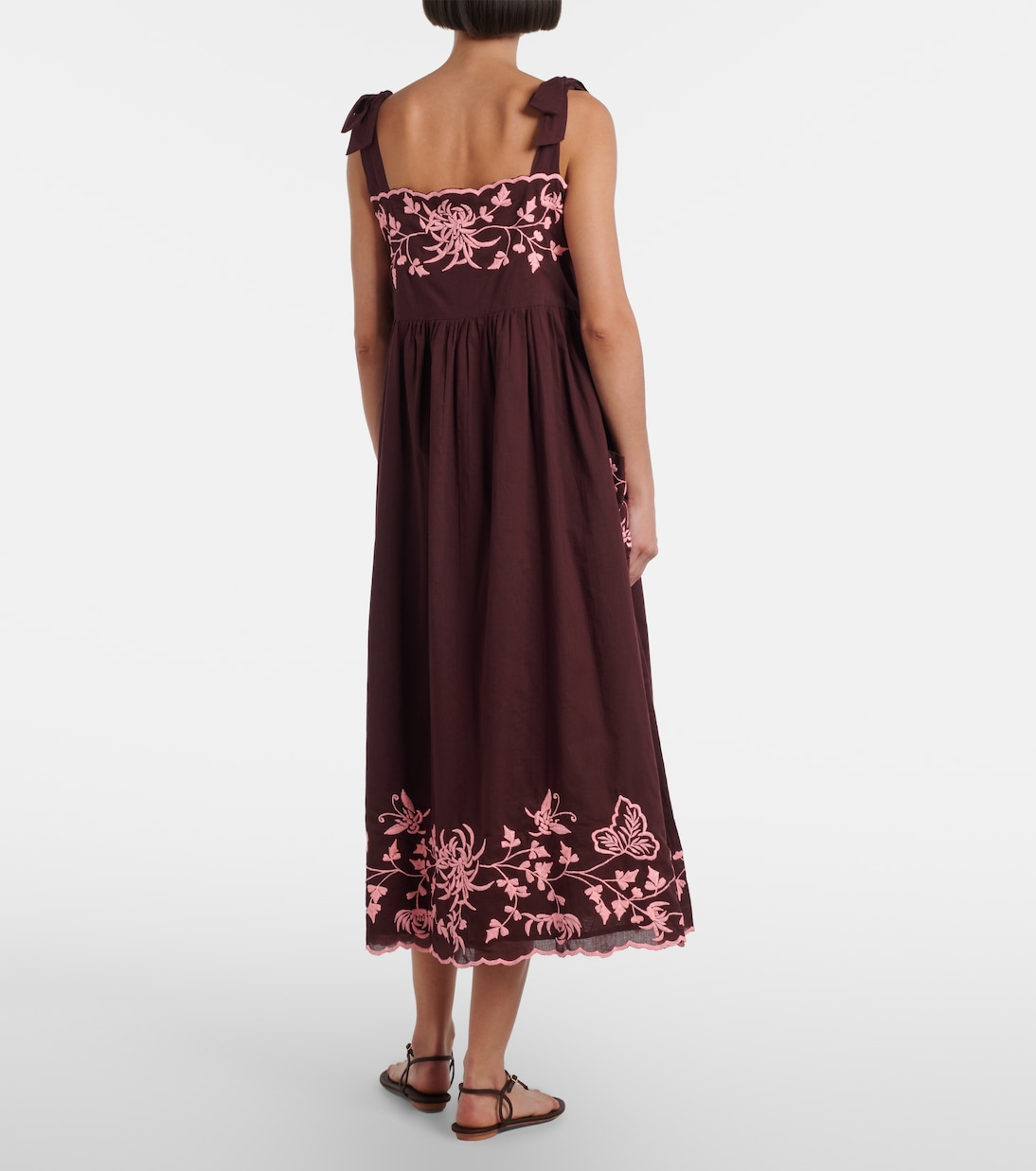 Embroidered cotton midi dress | Juliet Dunn
