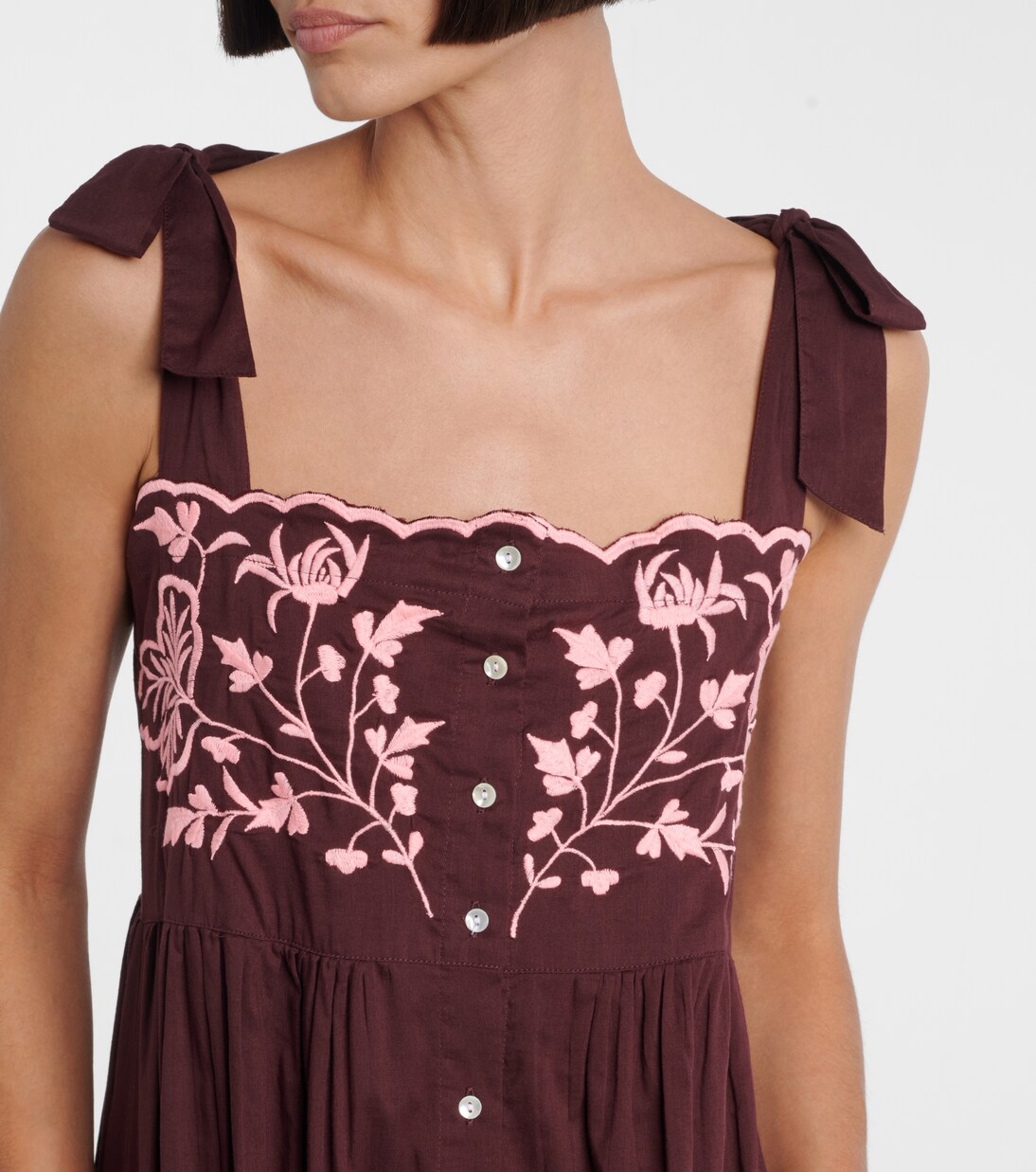 Embroidered cotton midi dress | Juliet Dunn