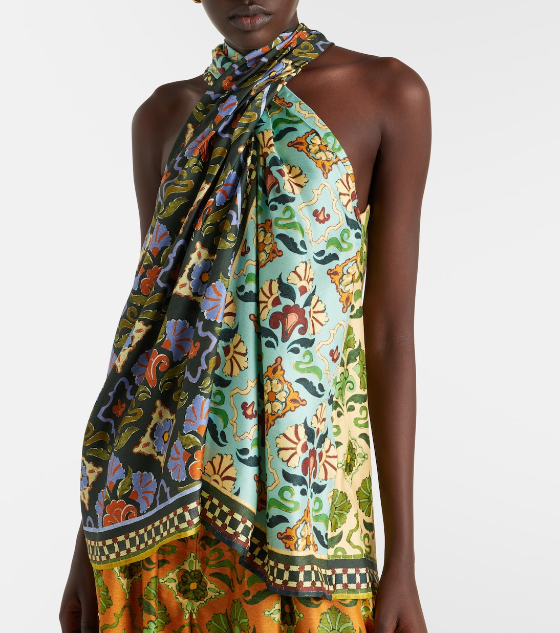 Cece 플로럴 실크 홀터넥 탑 | Alémais