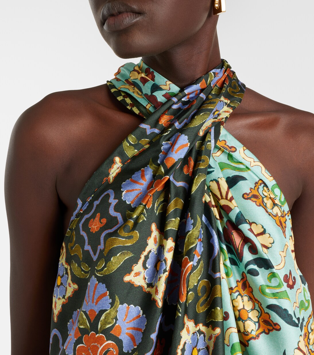 Cece 플로럴 실크 홀터넥 탑 | Alémais