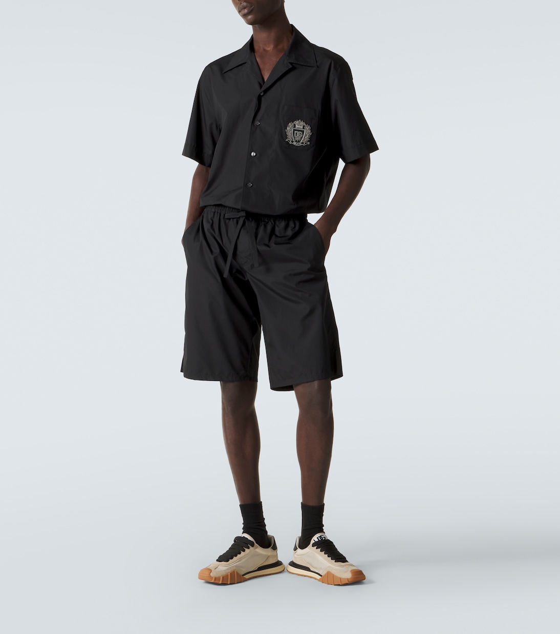 Camisa bowling de popelín de algodón con logo | Dolce&Gabbana