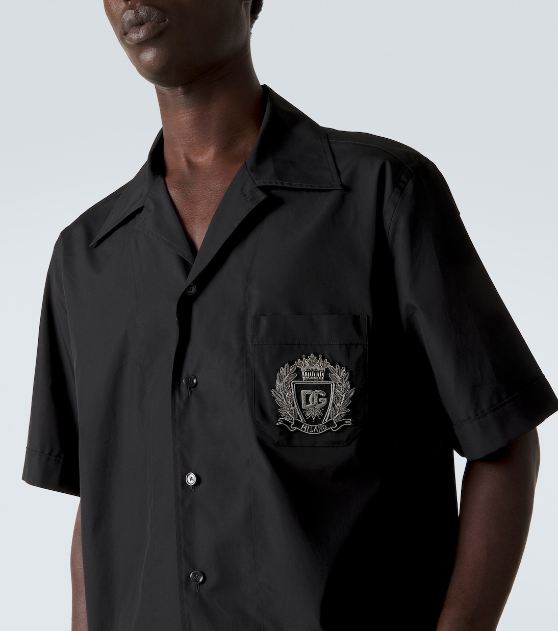 Camisa bowling de popelín de algodón con logo | Dolce&Gabbana