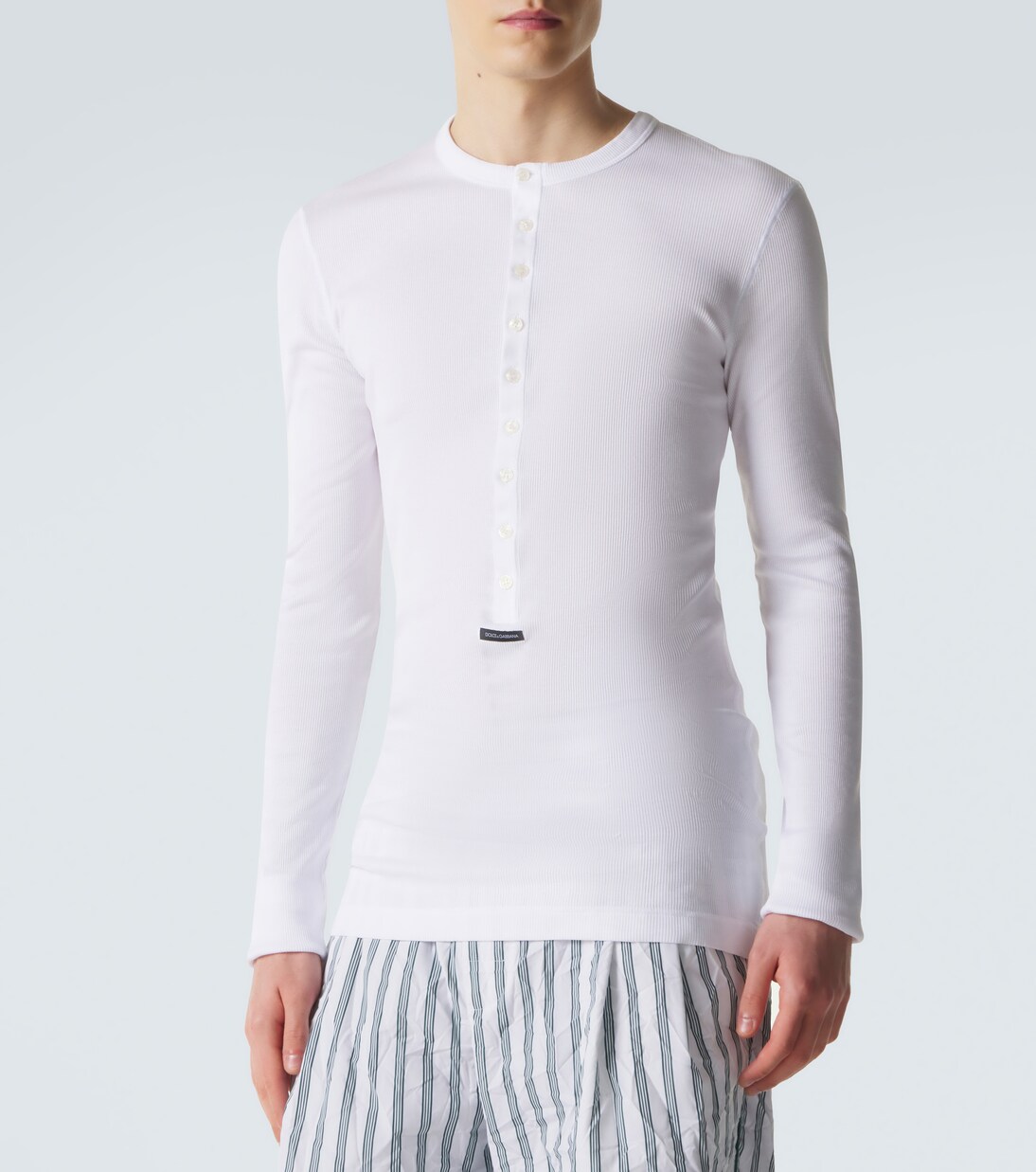 Ribbed-knit cotton Henley shirt | Dolce&Gabbana