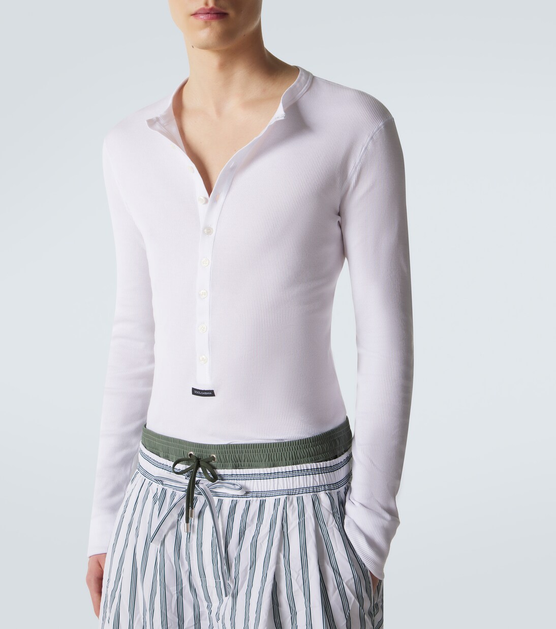Ribbed-knit cotton Henley shirt | Dolce&Gabbana