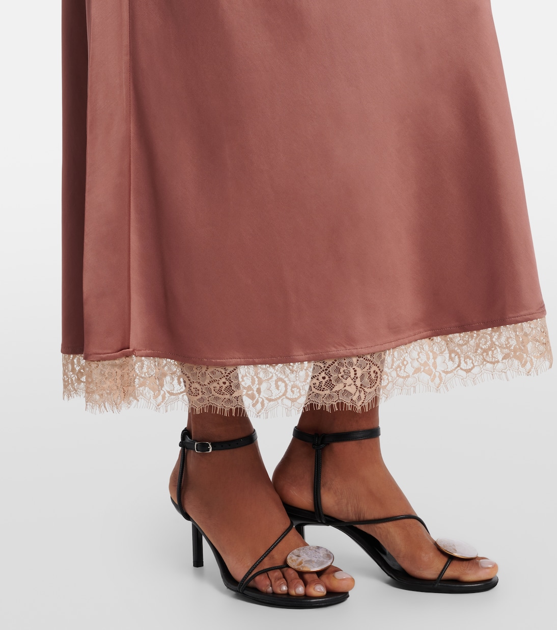 Annina lace-trimmed satin midi skirt | Rixo