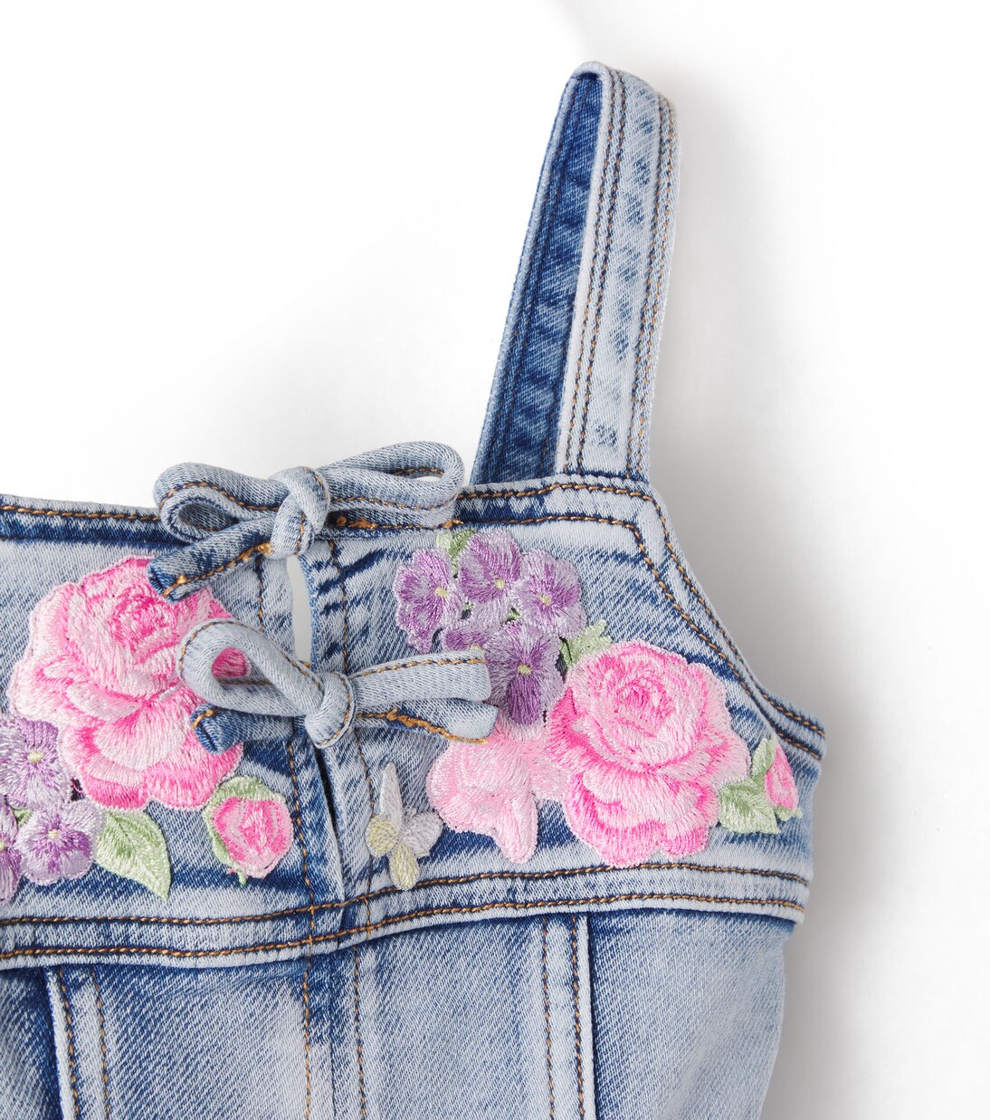 Bestickter Playsuit aus Denim | Monnalisa