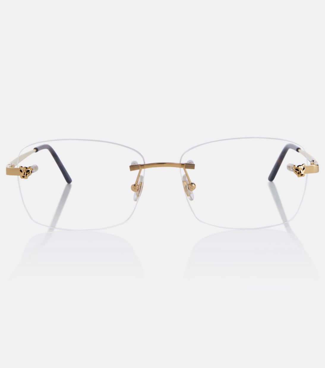 Panthere de Cartier rectangular glasses in gold Cartier Eyewear Collection Mytheresa