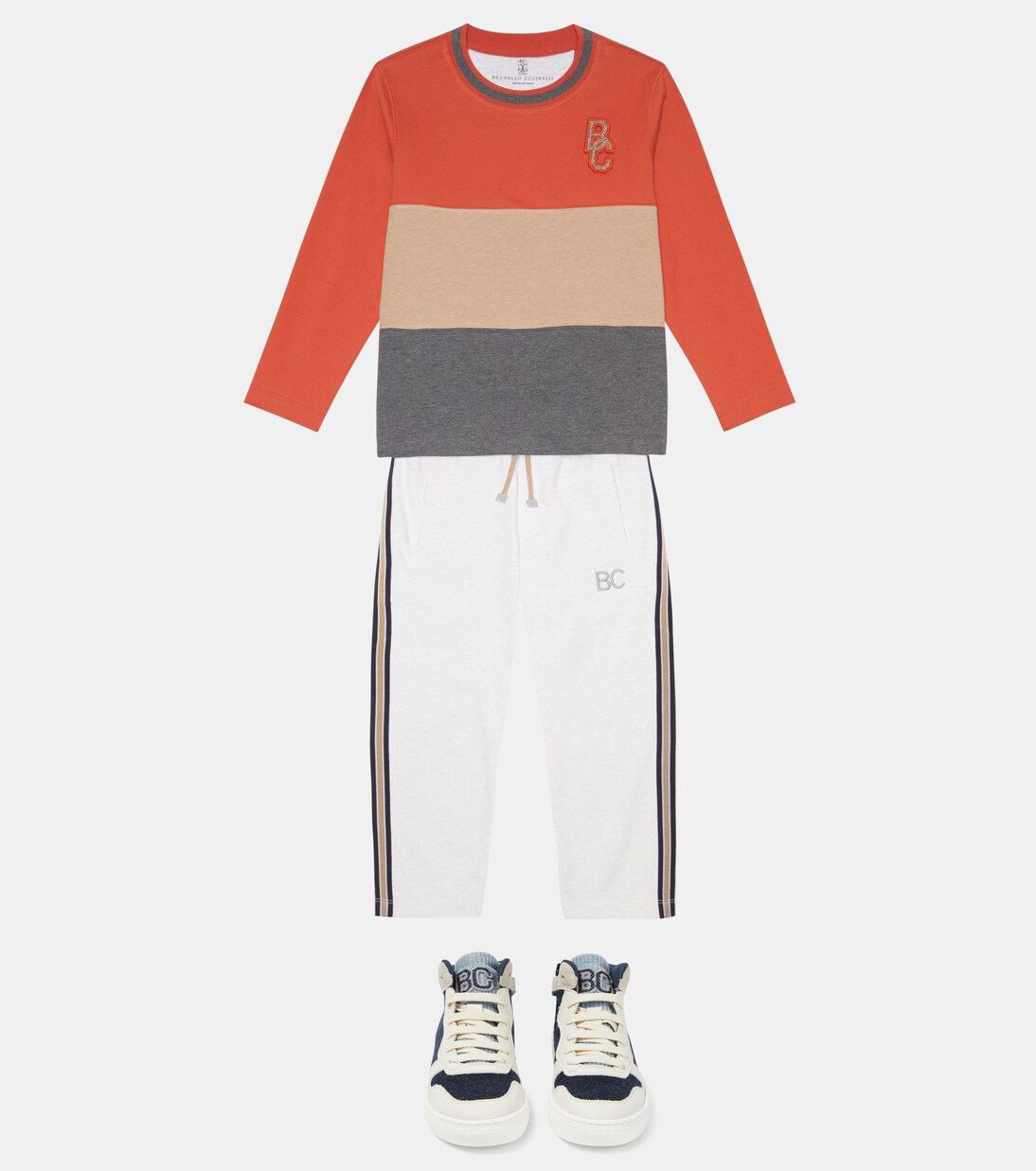 스트라이프 코튼 스웨터 | Brunello Cucinelli Kids