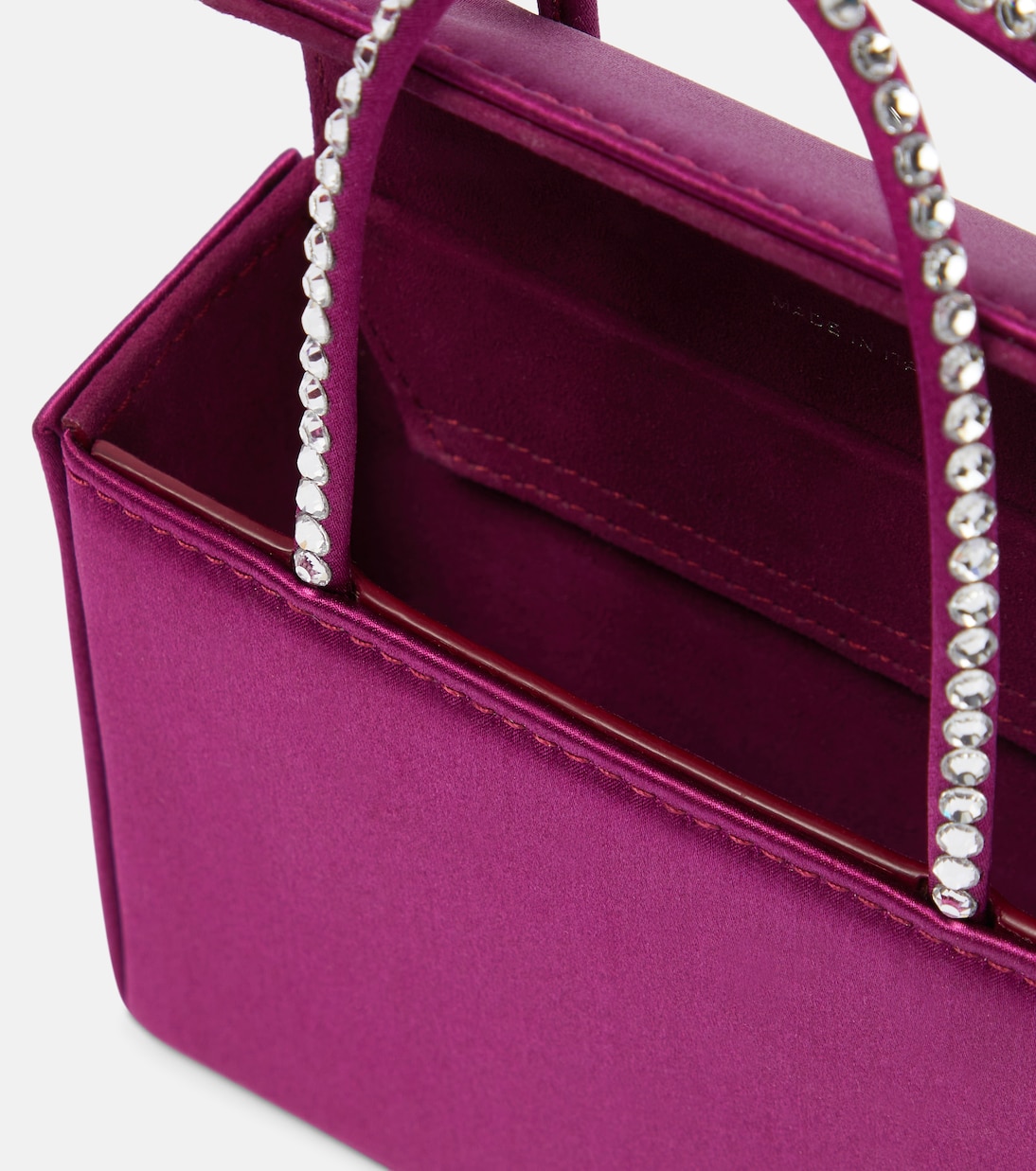 Borsa Superamini Gilda in raso con cristalli | Amina Muaddi