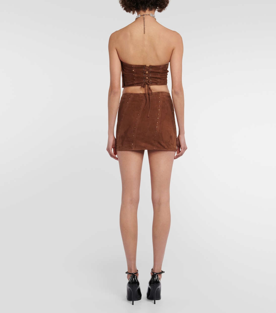 Top asimmetrico in suede senza spalline | Alessandra Rich