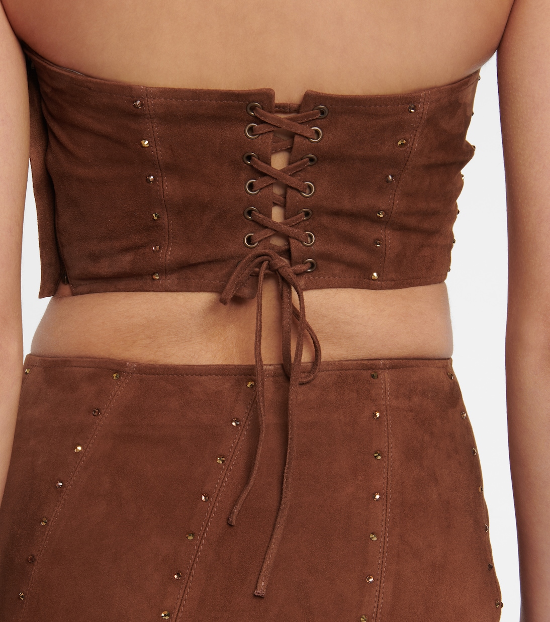 Top asimmetrico in suede senza spalline | Alessandra Rich