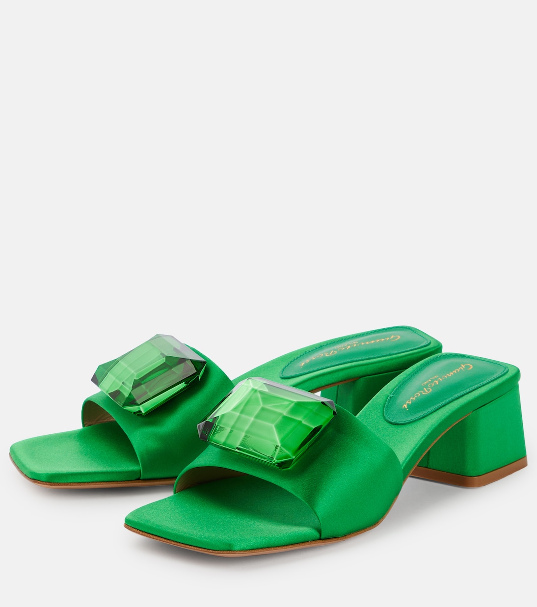 Verzierte Pantoletten Jaipur 55 aus Satin | Gianvito Rossi