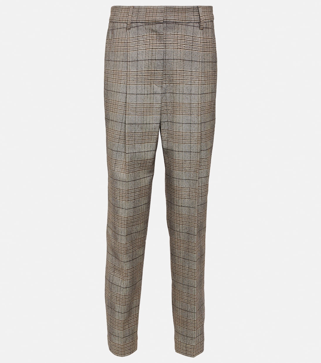 Checked wool and cotton-blend pants | Brunello Cucinelli