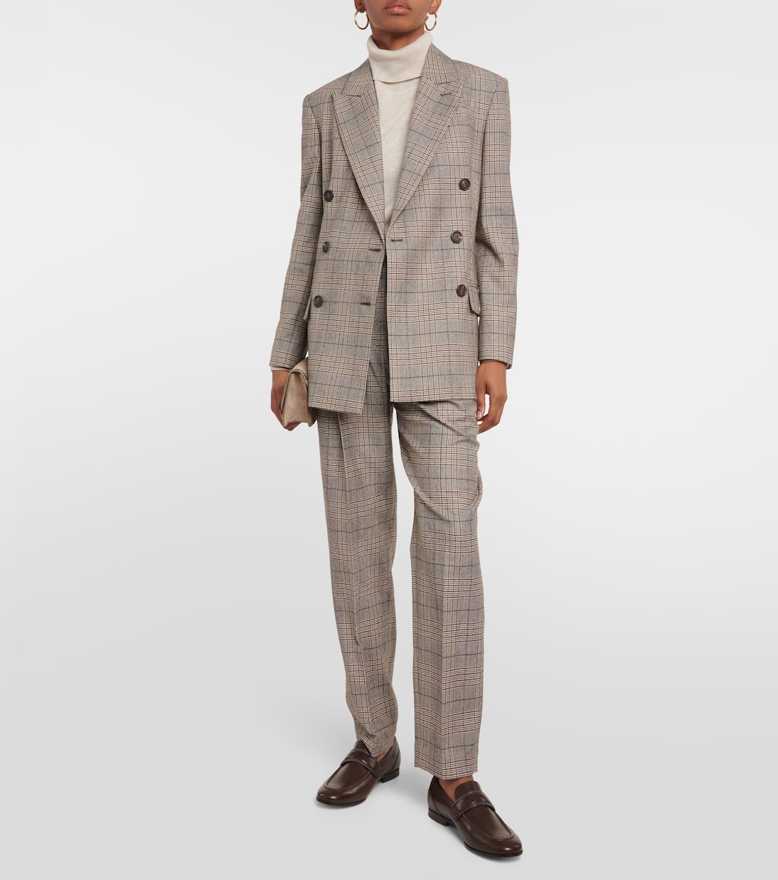 Checked wool and cotton-blend pants | Brunello Cucinelli