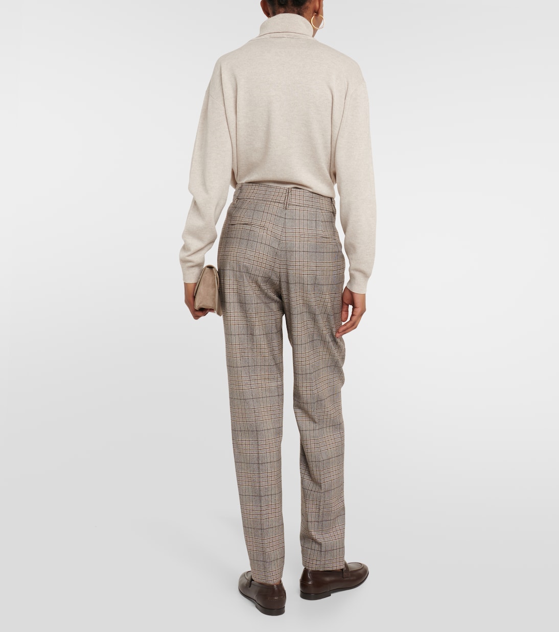 Checked wool and cotton-blend pants | Brunello Cucinelli