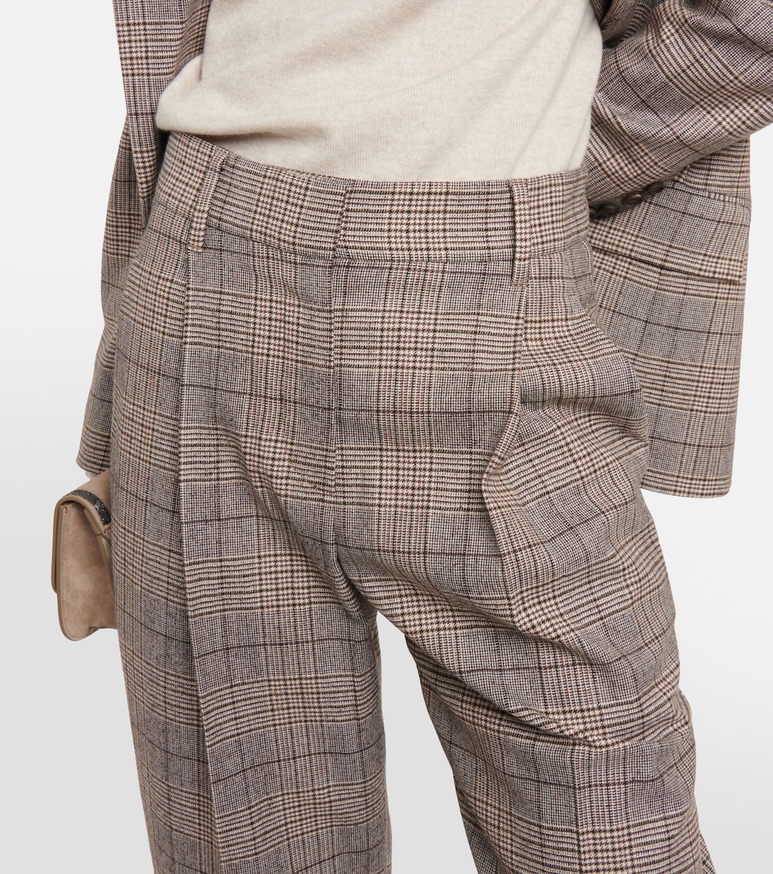 Checked wool and cotton-blend pants | Brunello Cucinelli