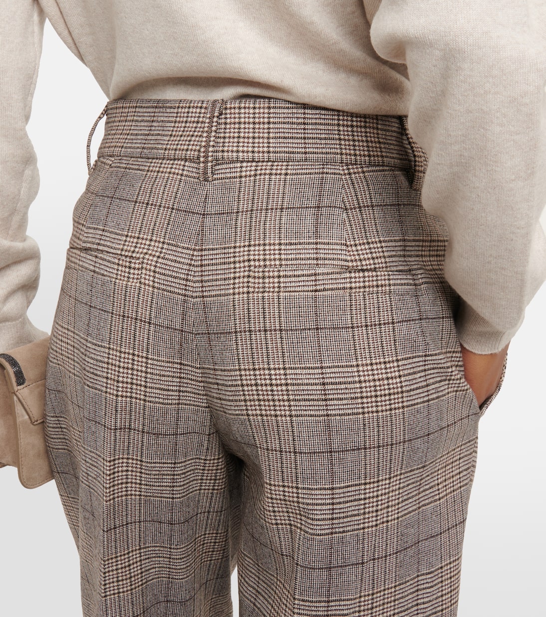 Checked wool and cotton-blend pants | Brunello Cucinelli