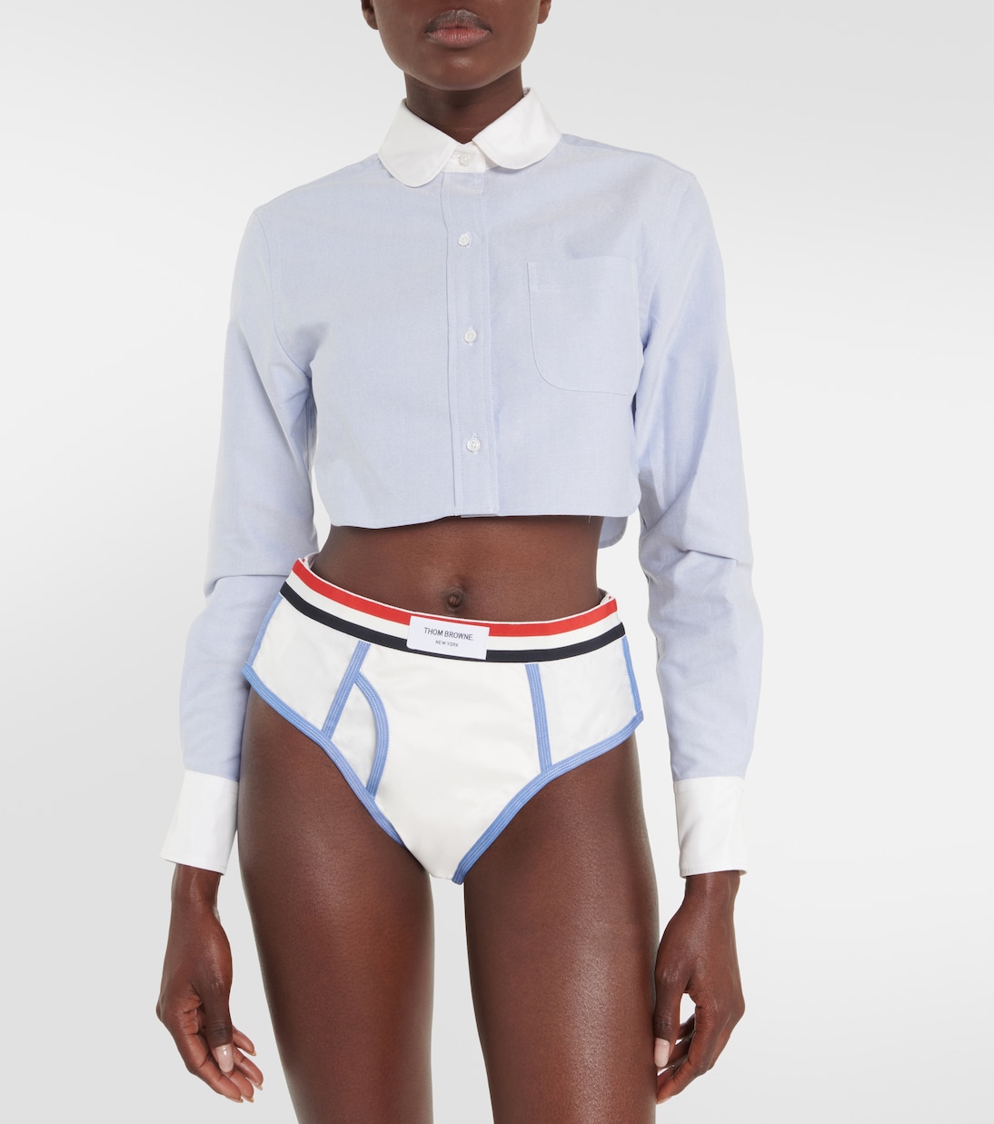 Culottes Oxford Stripe in cotone e seta | Thom Browne