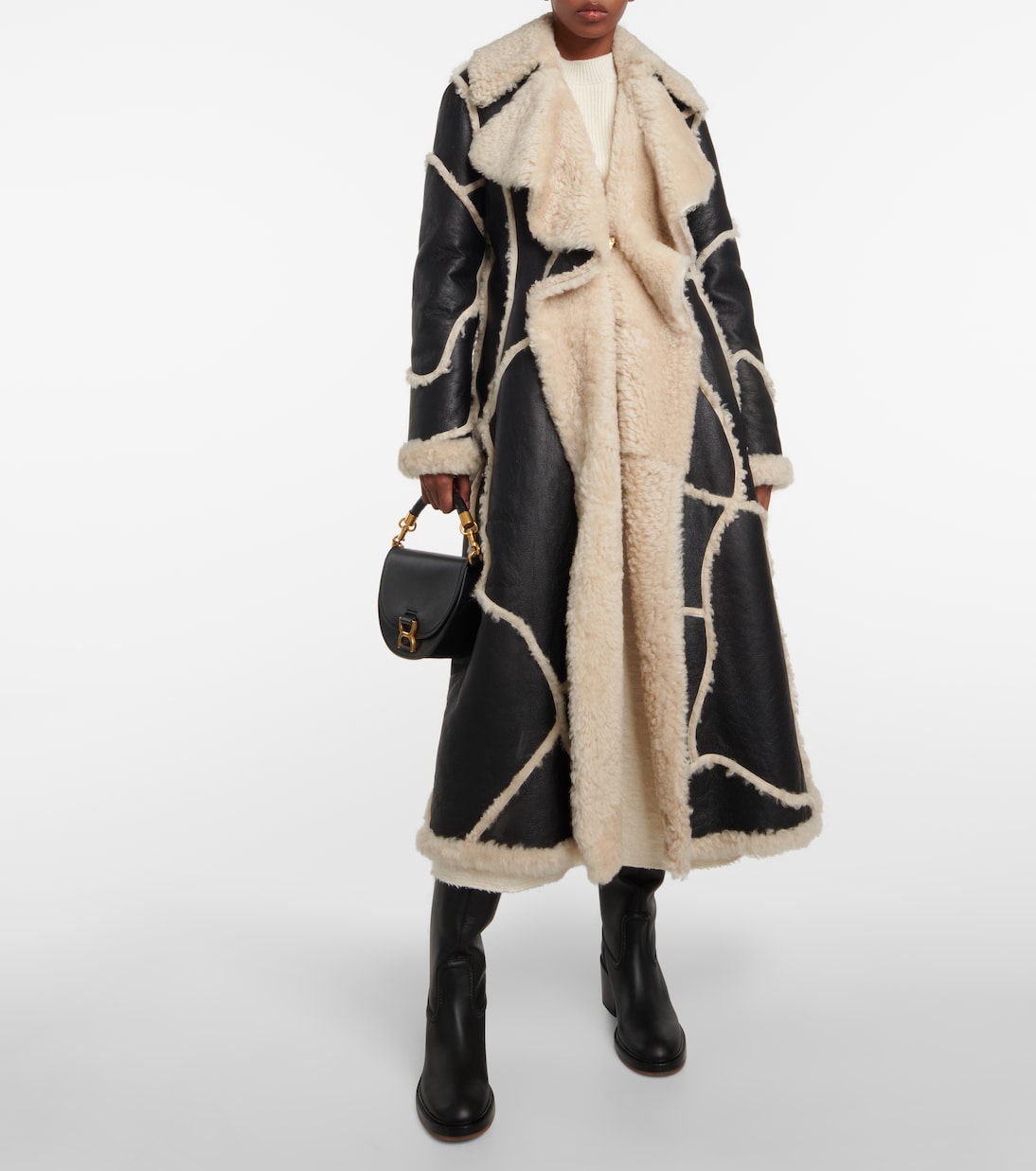 Mantel aus Shearling und Leder | Chloé