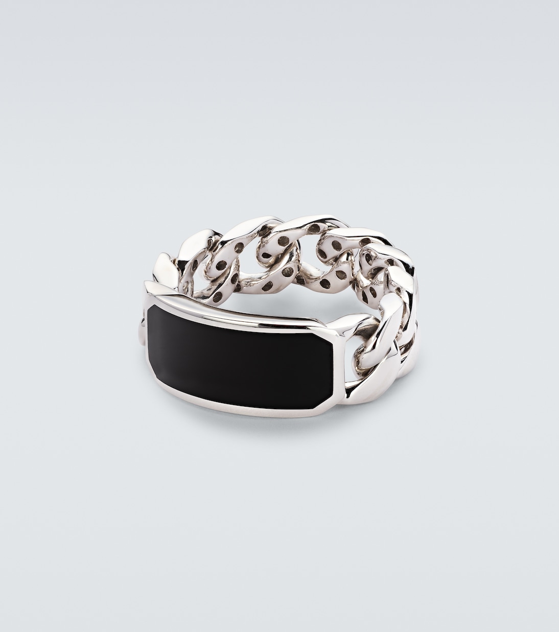 Bague ID Link en or blanc 18 ct et onyx | Shay Jewelry
