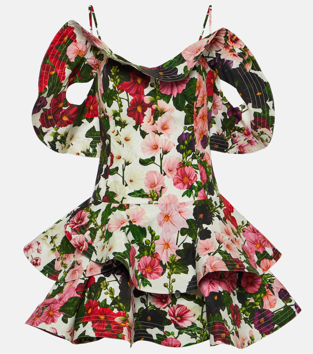 Ruffled floral cotton-blend minidress | Oscar de la Renta