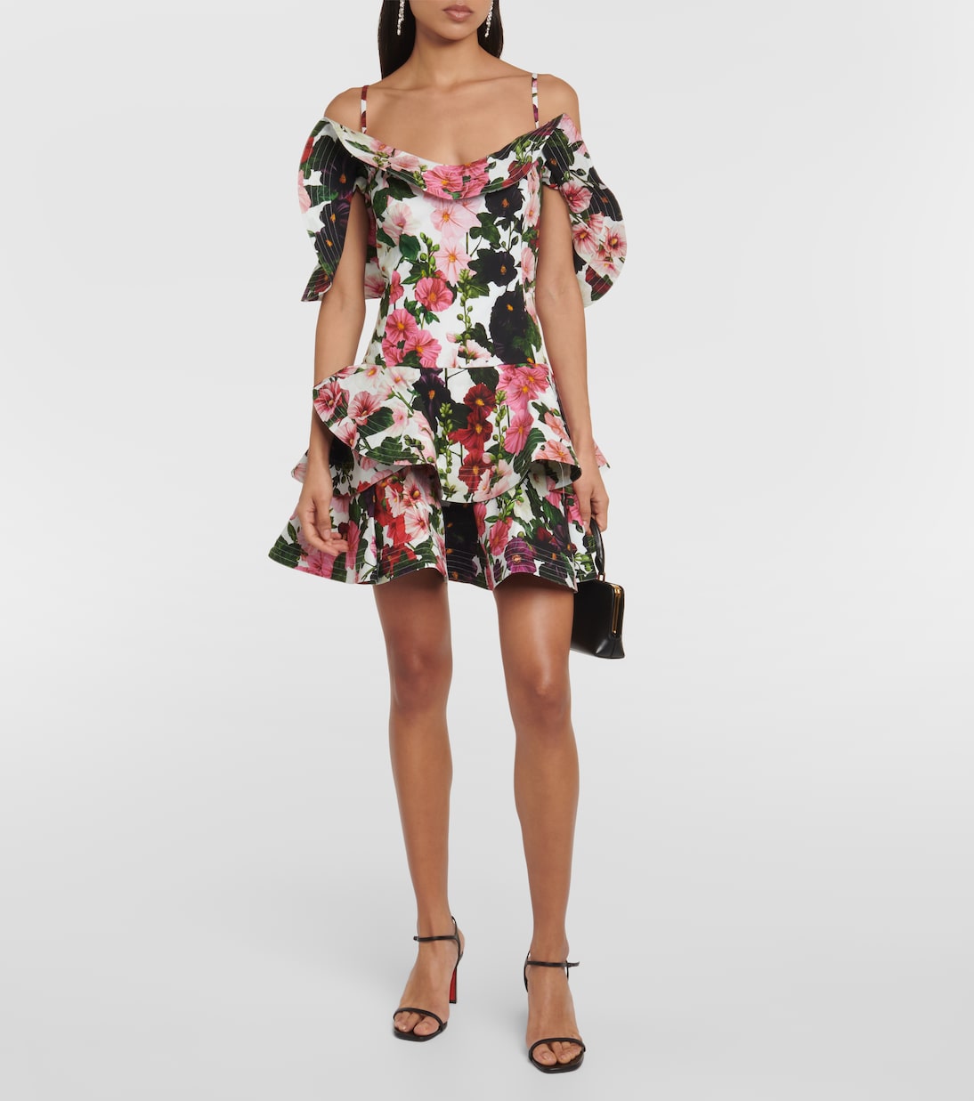 Ruffled floral cotton-blend minidress | Oscar de la Renta