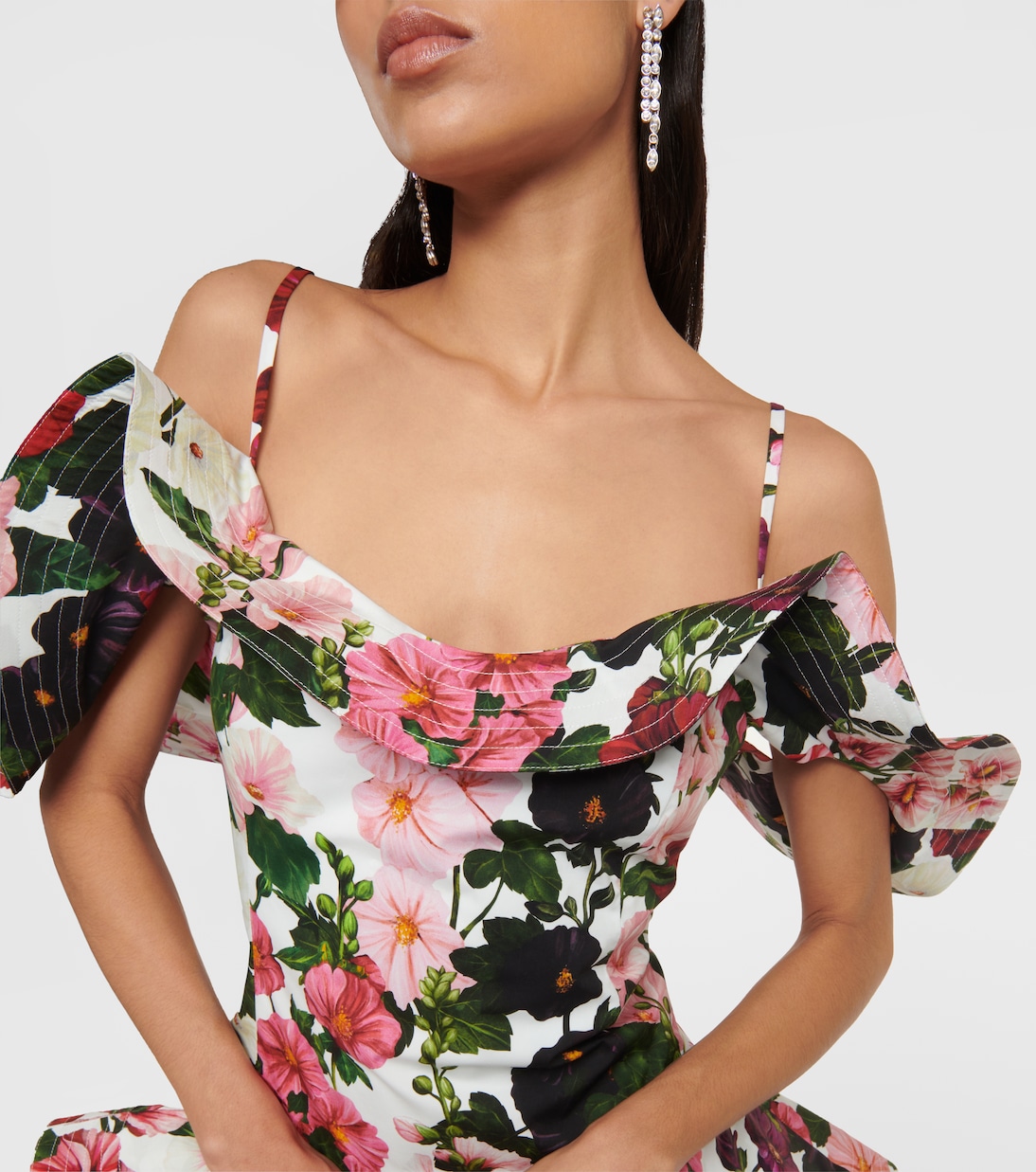 Ruffled floral cotton-blend minidress | Oscar de la Renta