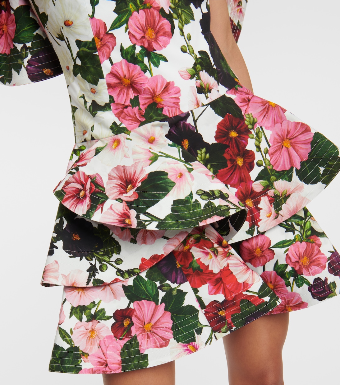 Ruffled floral cotton-blend minidress | Oscar de la Renta