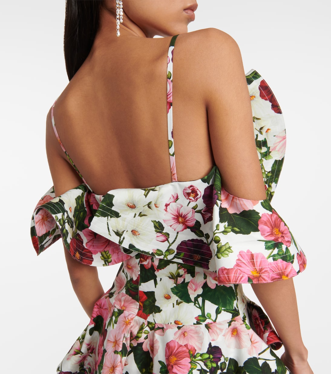 Ruffled floral cotton-blend minidress | Oscar de la Renta