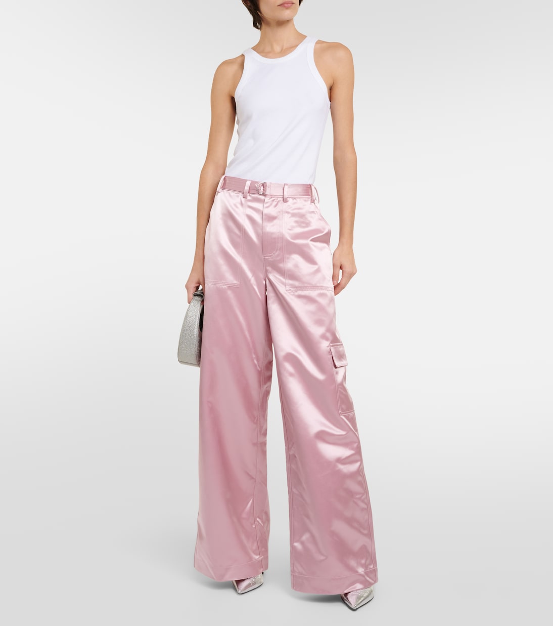 High-Rise-Hose Shay aus Satin | Staud