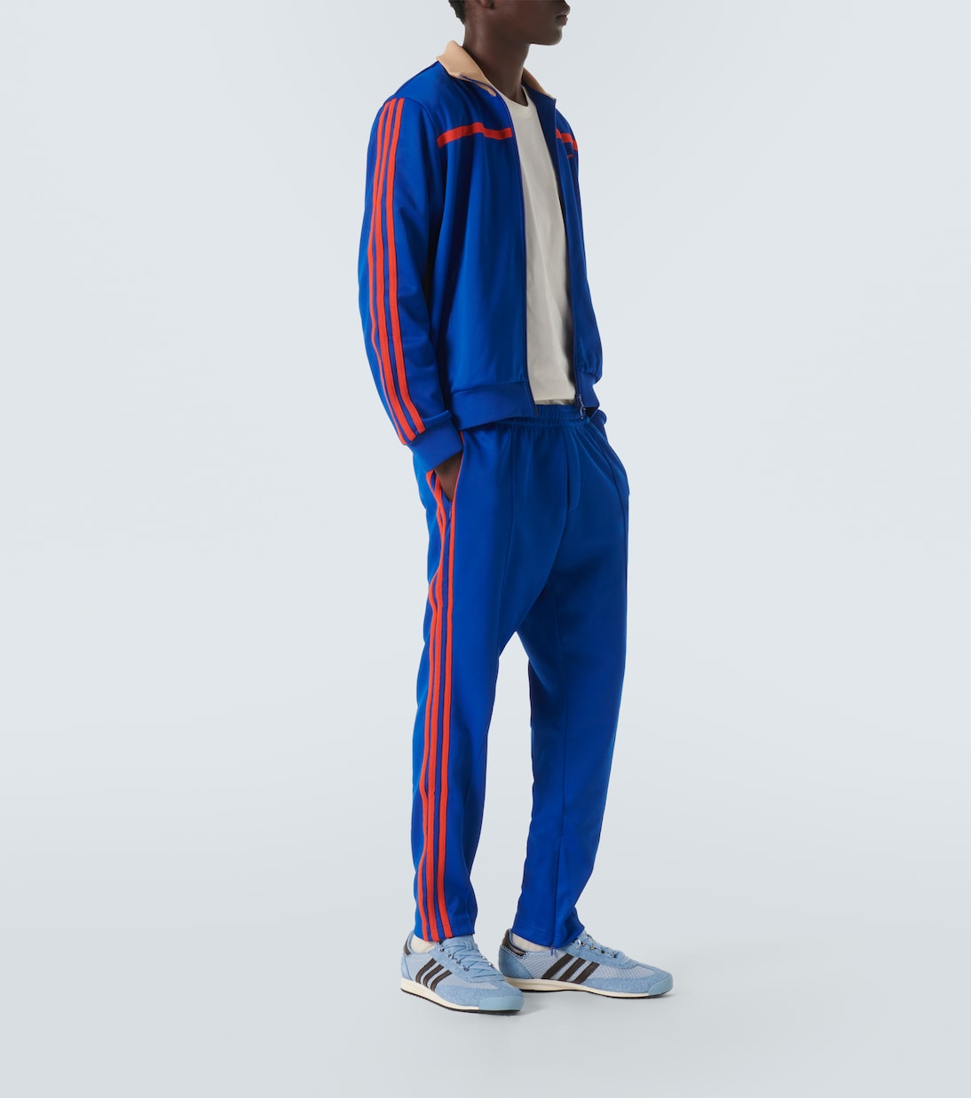 x Wales Bonner stirrup pants in blue Adidas Mytheresa